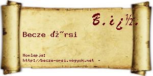 Becze Örsi névjegykártya